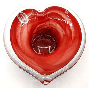 Vtg 1980’s Murano Heart Shaped Art Glass Bowl/ Trinket Dish/Ashtray/CandleHolder